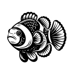 Fototapeta premium Stylized clownfish vector illustration isolated on white background.