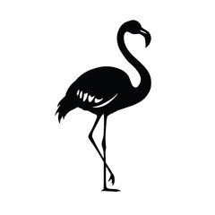 Vector illustration of a pink flamingo bird standing in water