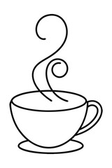 Single line drawing line art coffee cup with steam drink