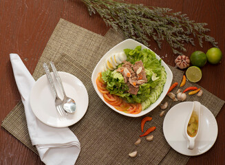 Grilled Beef Salad with Spicy Seafood Dressing