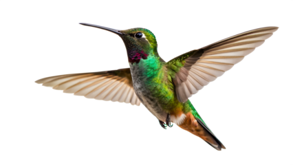 Hummingbird Hovering in Flight on Transparent Background