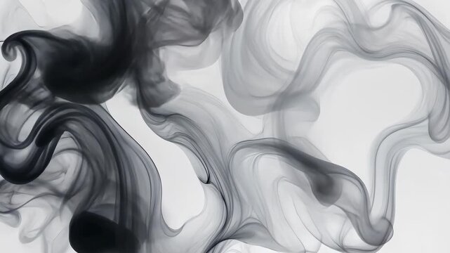 Witness dynamic movements of swirling black and grey shapes that captivate the eye with their elegance and fluidity