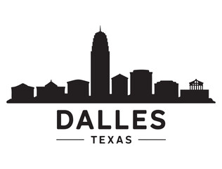 Obraz premium DALLES City TEXAS Skyline Silhouette Cityscape. Vector black silhouette. with white background