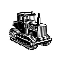 vintage bulldozer vector silhouette © PuspanjaliRani