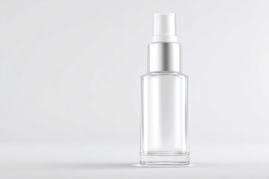 FLACONE COSMETICO TRASPARENTE CON TAPPO SPRAY ARGENTATO