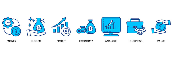 Cash flow icon set vector illustration concept relate to  business and finance circulation with icon of money, income, profit, economy, analysis, business, and value