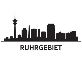 Fototapeta premium Skyline Ruhrgebiet. Vector black silhouette. with white background