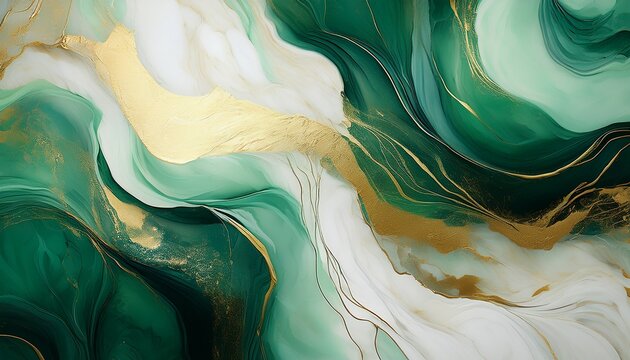 abstract rough green white gold art painting marble texture generative ai