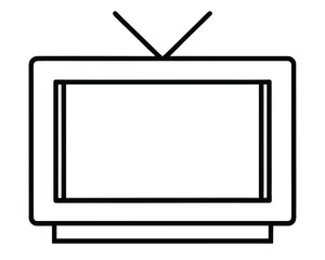 Vintage TV Icon on White Background
