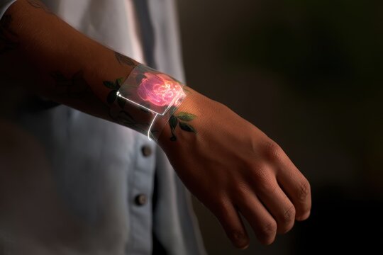 Smart tattoos glowing with digital updates