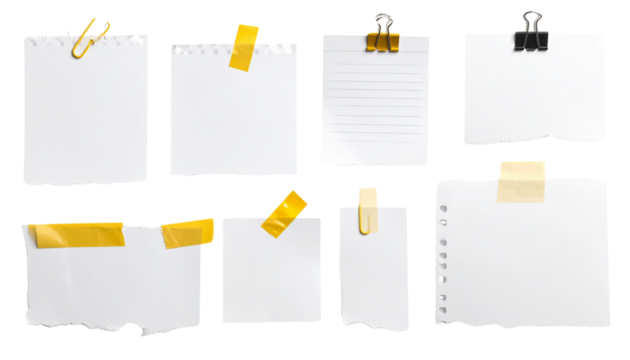 PNG Assorted torn paper notes on transparent background