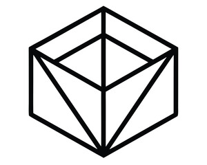 Geometric 3D Cube Icon Modern Design for Web and Digital Platforms