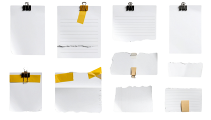 PNG Assorted torn paper notes on transparent background