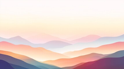 Serene Gradient Landscape with Soft Pastel Tones and Mountain Silhouettes