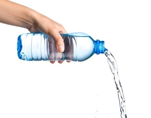 Hand pouring water from a plastic bottle (1)