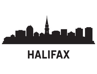 Fototapeta premium Halifax skyline silhouette. Landscape Halifax, Canada. Vector illustration. Vector black silhouette. with white background