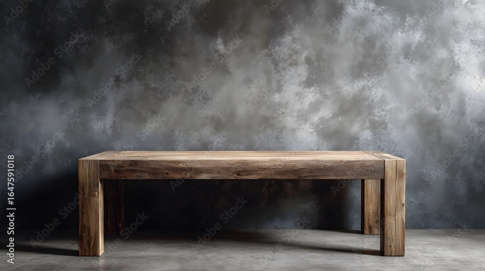 Aufkleber a modern wood table with a gray backdrop long title a simple minimalist wood table set against a neu