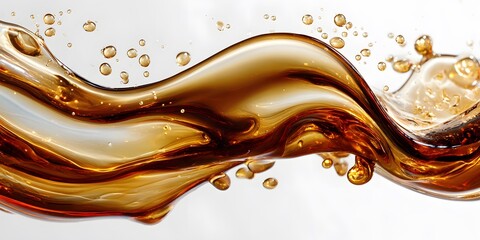Vibrant brown paint fluid flowing on a white background, Brown liquid creates a visual effect