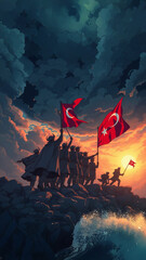 Turkish - Sunset of Victory &ndash; 30 Ağustos National Pride, social media template