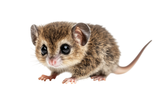 Adorable small mammal with fluffy fur and large eyes, showcasing its playful nature.