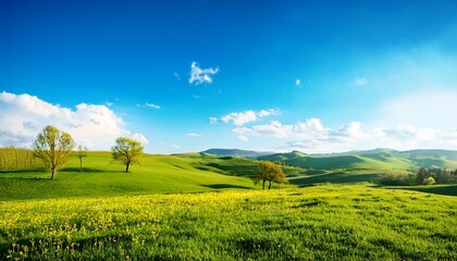 Fototapeta premium beautiful spring landscape with a blue sky