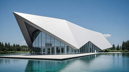 Naklejka premium Modern architectural design artistic creative space illustration