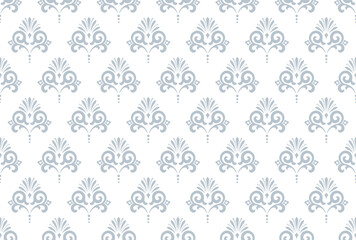 Floral pattern. Seamless vector background. Vintage wallpaper in the Baroque style. White and gray ornament for fabric, wallpaper, packaging. Ornate Damask flower illustration