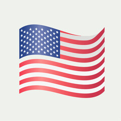 Fototapeta premium Stylized American flag with a graceful wave, a patriotic symbol of the United States of America with stars and stripes.