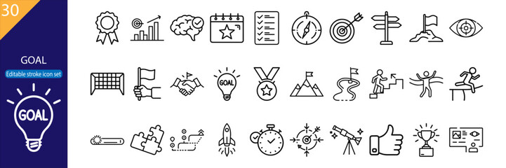 30 Goal Vector Icons – Minimal Line Pack