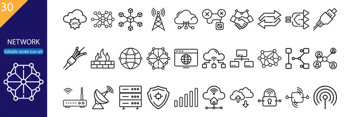 30 Network Vector Icons - Complete Icon Set for UI Design