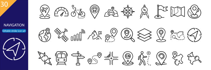 30 Navigation Vector Icons – Minimal Line Pack