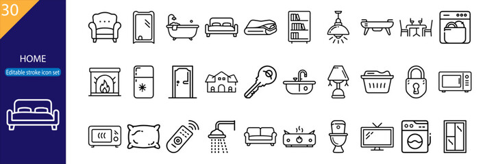 30 Home Vector Icons – Minimal Line Pack