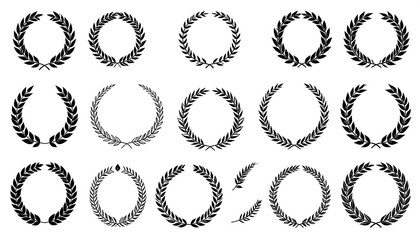 Collection of ornate botanical wreaths, symbolizing victory and achievement elegantly displayed