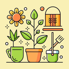 vector illustration of gardening tools