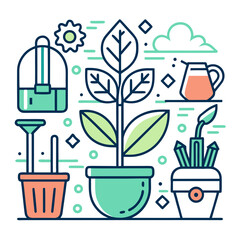 set of gardening tools