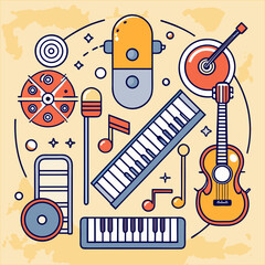 musical instruments seamless pattern