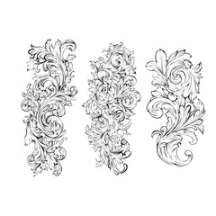 Baroque floral ornament frame – vintage decorative swirl design set