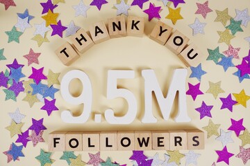 Thank You 950000000, 9.5M Followers congratulation and celebration social media subscribers and...