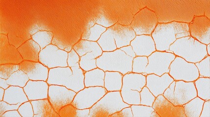 Abstract cracked orange and white pattern with textured surface