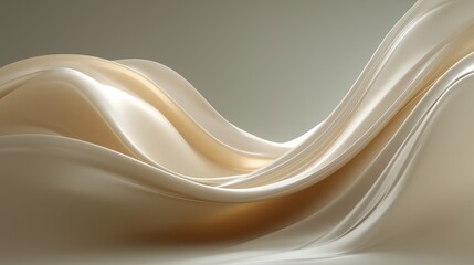 Obraz premium 滑らかな曲線が重なる抽象的なベージュの背景 | Abstract beige background with overlapping smooth curves