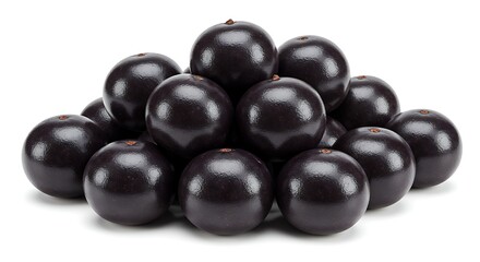 Fresh Organic Acai Berry Pile on White – Superfood Fruit. 