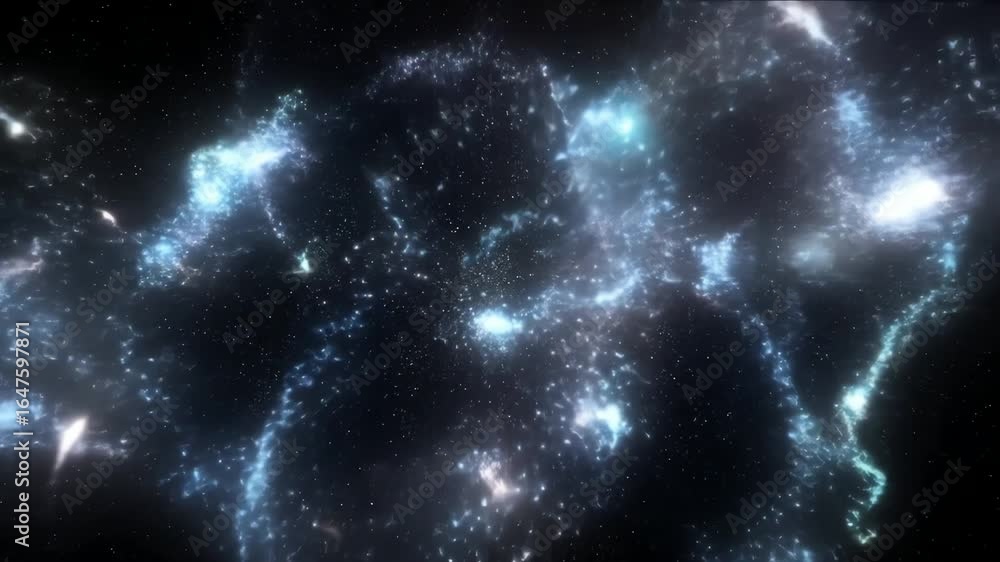 Poster a bright nebula with dense star clusters and gaseous clouds in deep space