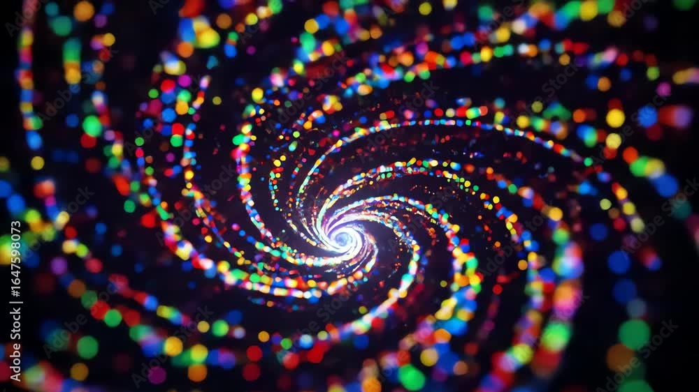 Poster a dark vortex filled with colorful bokeh light effects