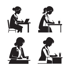 Female Doctor Writing Prescription Silhouette Artwork