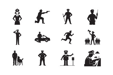 Law Enforcement Police Officer Silhouette Vector Illustration Bundle