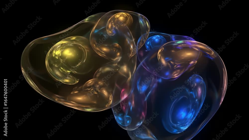 Poster abstract fractal blobs of red gold blue and purple