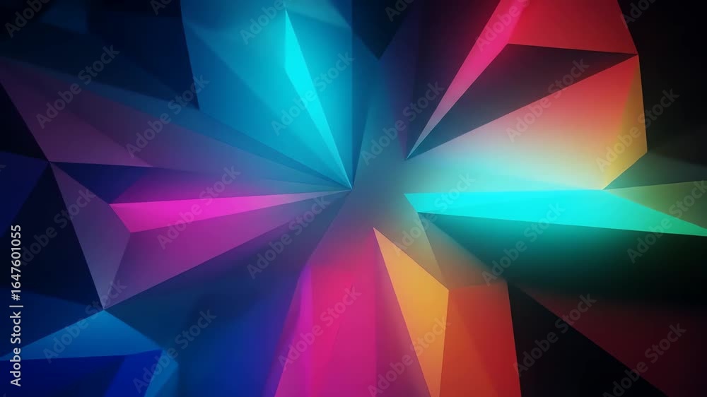 Poster abstract geometric shards of color radiating from a central point