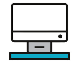 Desktop Computer Icon Simple Device Design on White 