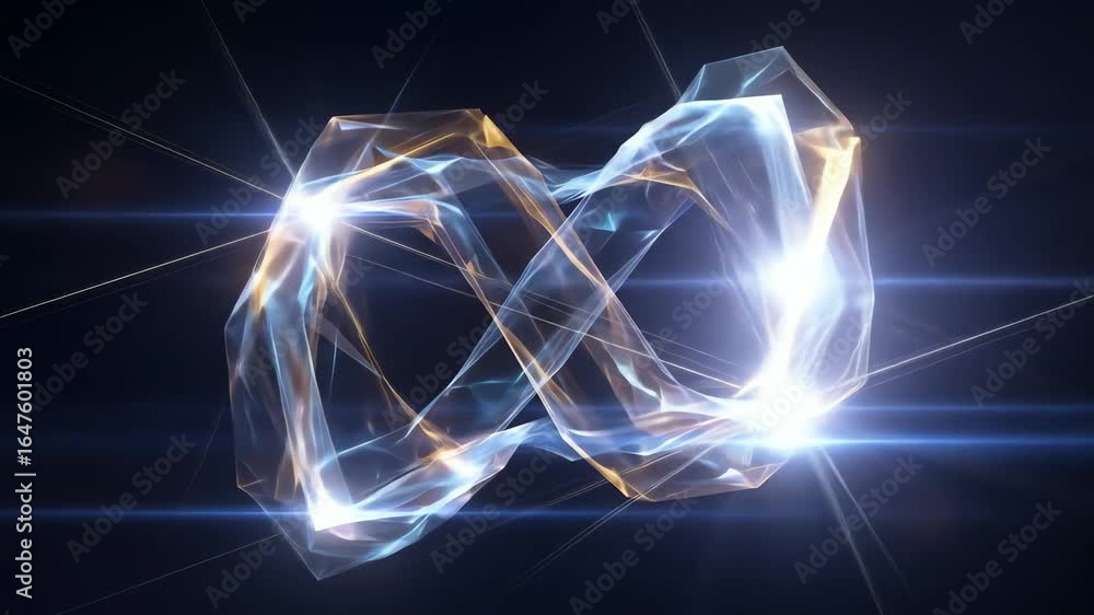 Poster abstract luminous geometric structure with light flares on dark background