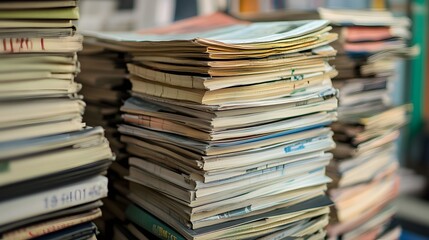 66. Stack of investment brochures and charts